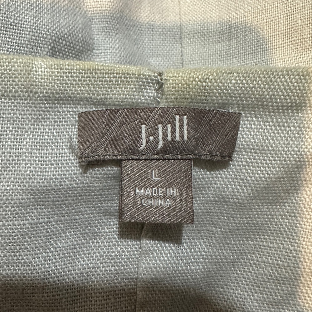 J. Jill Open Front Beige Long Linen Neutral Tailored Vest Size Large - Picture 14 of 16